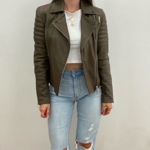 All Saints Alder Brown Leather Biker Moto Jacket - Size US 2, UK 6, EU 34
